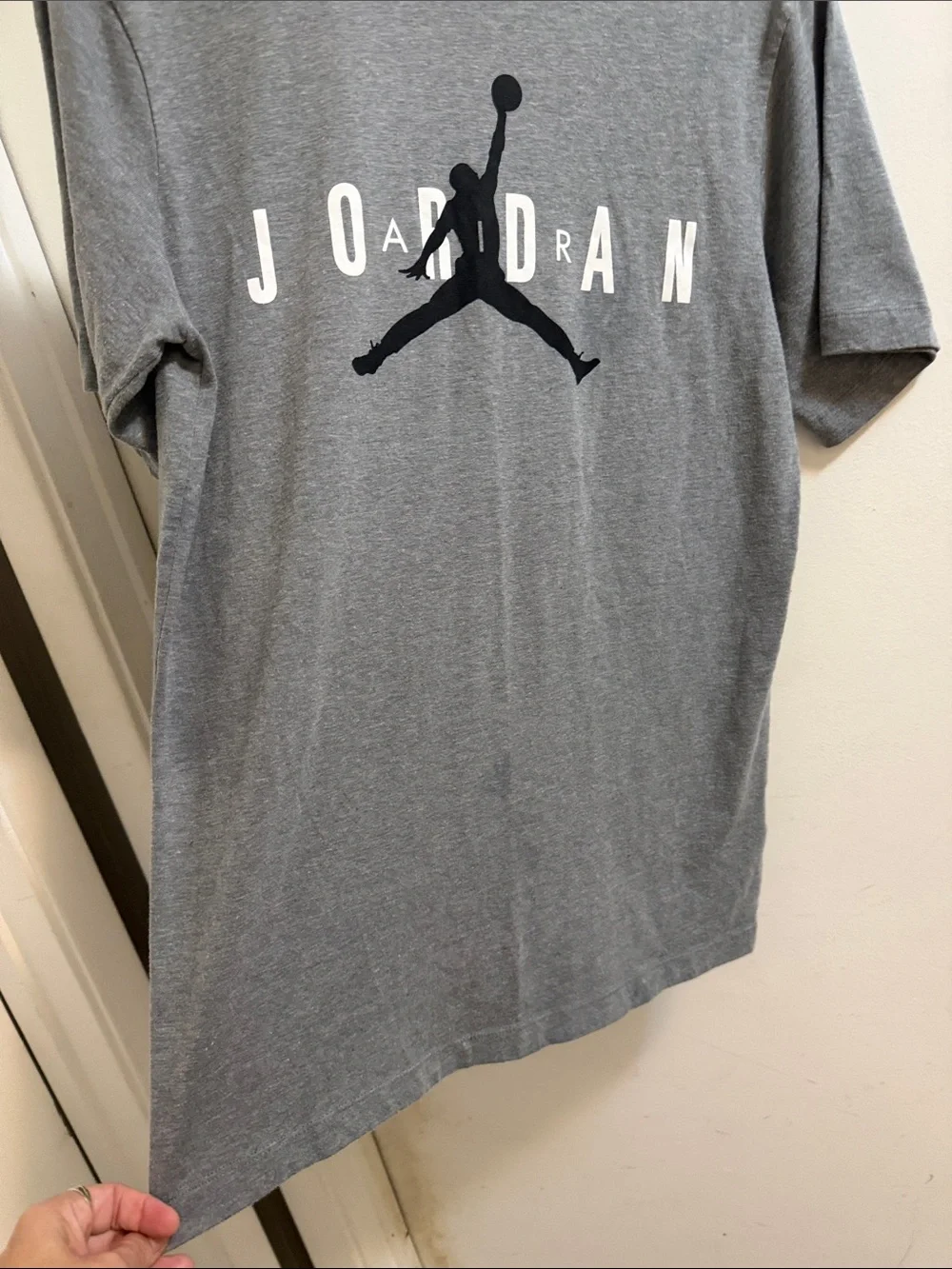 Jordan Gray Short Sleeve Tee with Black Jumpman- MENS